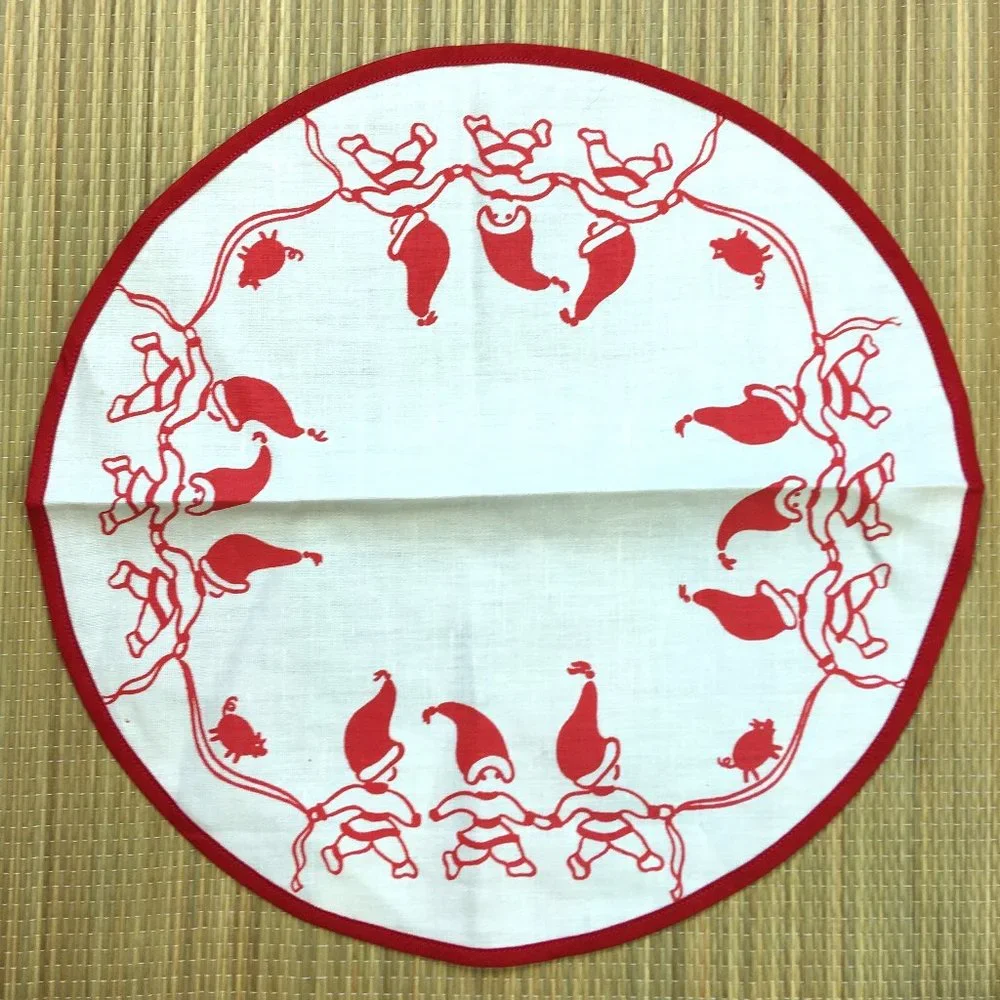 Christmas Ulla & Stina Elves Pigs Table Scarf or Mini Tree Skirt Made in…